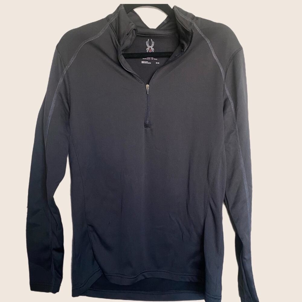 SPYDER Active 1/4 HALF Quarter Zip‎ Fleece Lined Pullover Jacket Med Mens BLACK